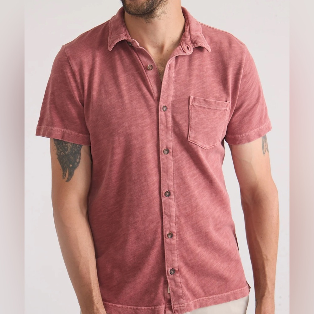 NWT Marine Layer Vintage Heavy Slub Button Down Shirt Marsala Red Sizes: XL